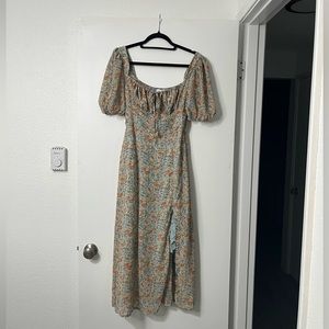 Petal & Pup blue floral cap sleeve dress with slit | size 4